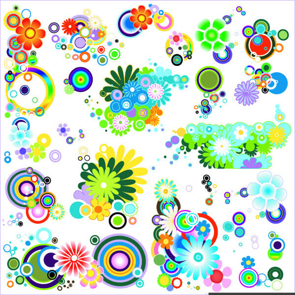 彩色创意的花型纹路矢量设计图