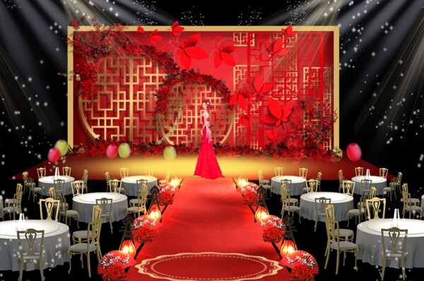 红金色系新中式婚礼效果图
