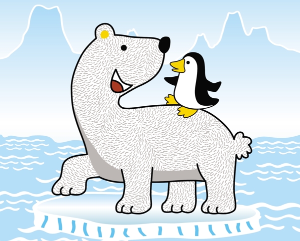 可爱软萌北极熊动物儿童插画