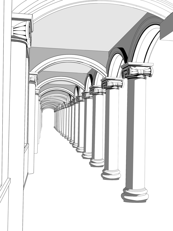 欧式宫殿走廊柱子图片