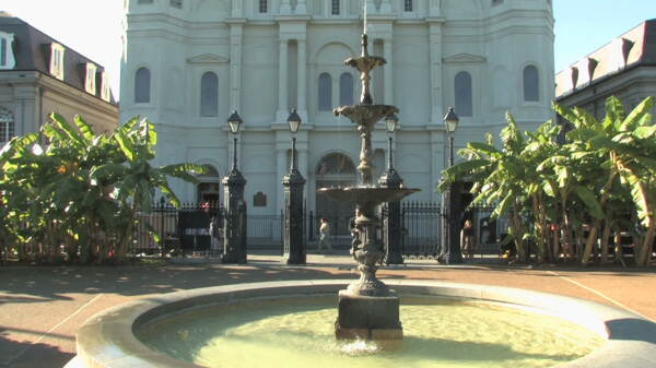 圣路易斯大教堂和喷泉的股票视频视频免费下载