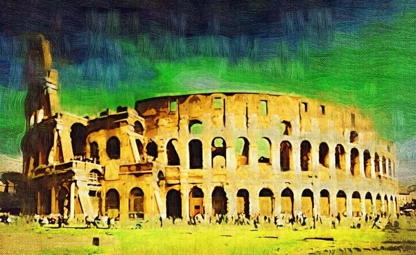 罗马建筑抽象画装饰画图片