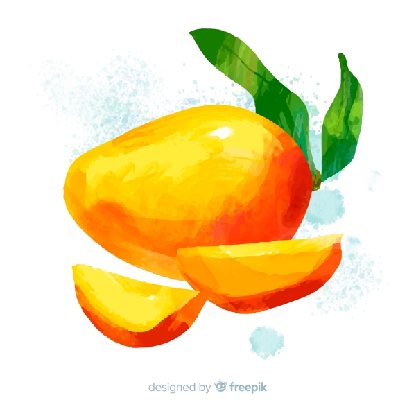 手绘芒果橘黄色水果