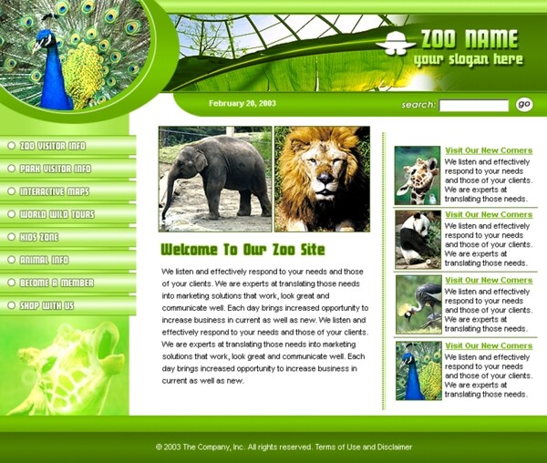 歐美動(dòng)物園網(wǎng)站模板