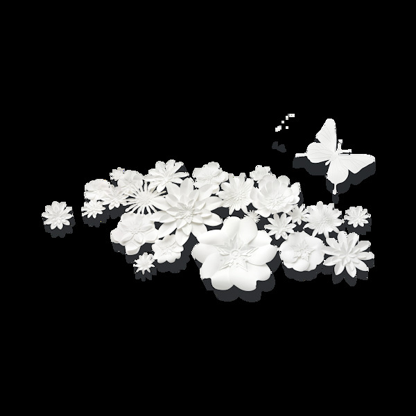 创意白色花瓣png元素