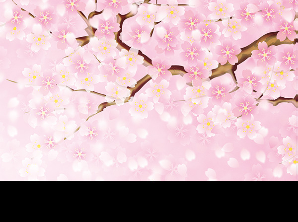 粉色唯美樱花树木元素