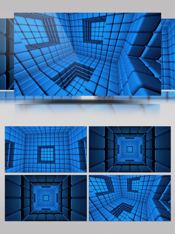 蓝色正方块组成的立体空间视频素材