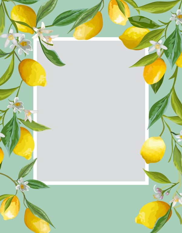 小清新柠檬叶子海报背景