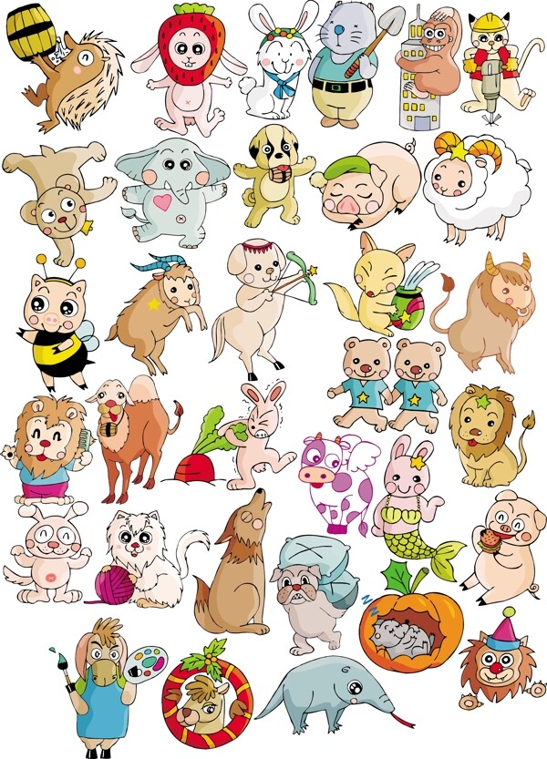 卡通動物矢量圖
