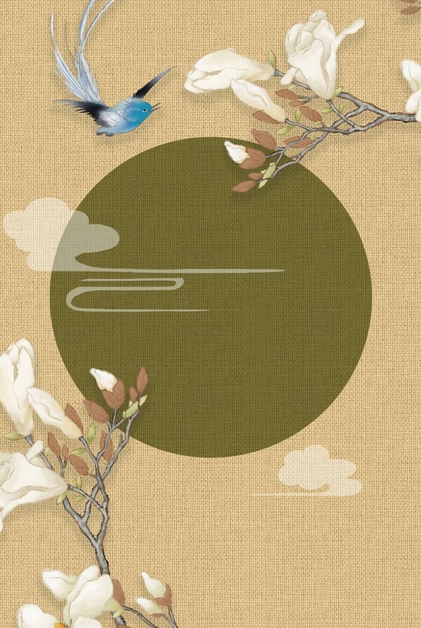 古典花卉工笔画中国风传统背景海报