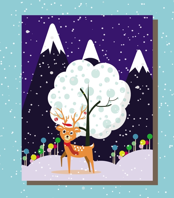 冬季可爱圣诞海报设计元素