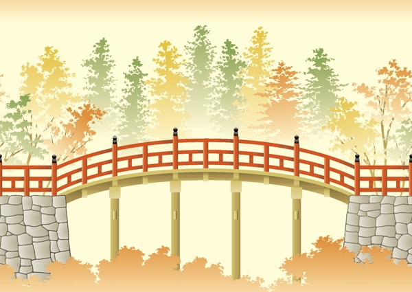 野外小橋矢量素材