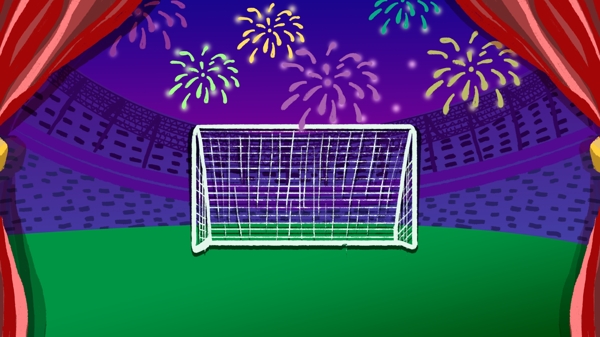 庆祝世界杯烟花球场背景素材