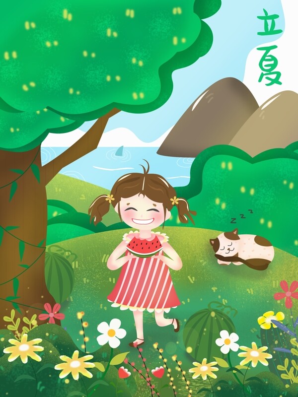 女孩與貓咪之立夏
