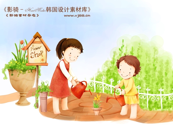 HanMaker韓國設(shè)計素材庫卡通漫畫全家幸福家庭生活父母孩子可愛