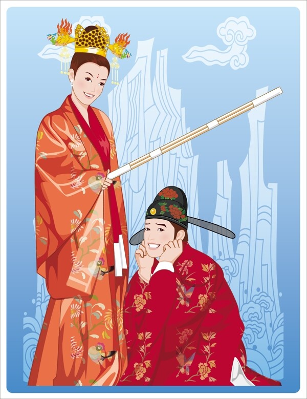 傳統婚禮矢量人物矢量素材AI格式0008
