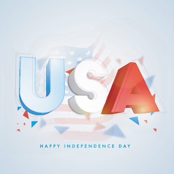 3D美国国旗挥舞国旗背景为快乐的独立日