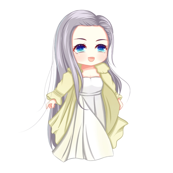 手繪Q版開心的小女孩