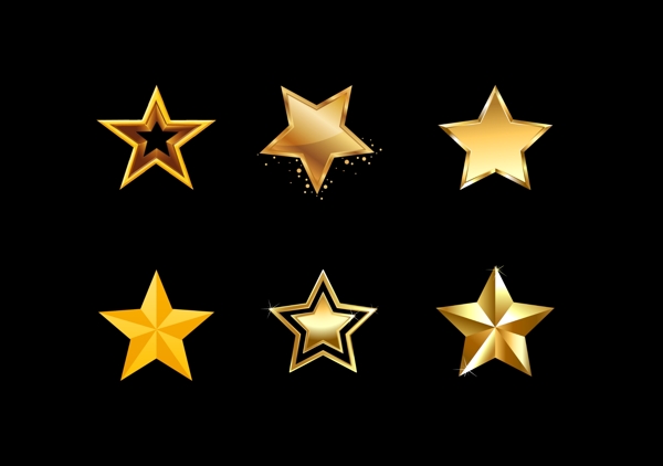 金色五角星装饰图案元素