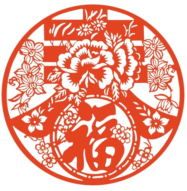 剪紙春福圖片