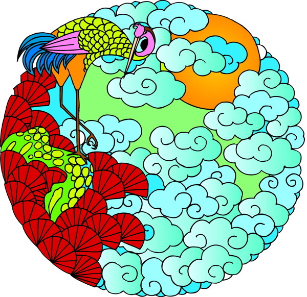 鳥(niǎo)獸吉祥插圖裝飾