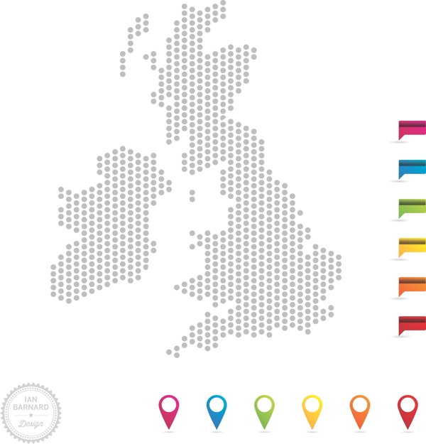 星罗棋布的英国地图12地图指针向量集