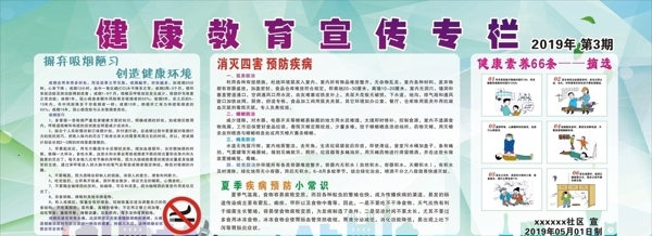 健康教育宣傳欄夏季四害禁煙疾病