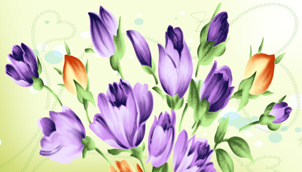 浪漫紫色郁金香装饰画效果图