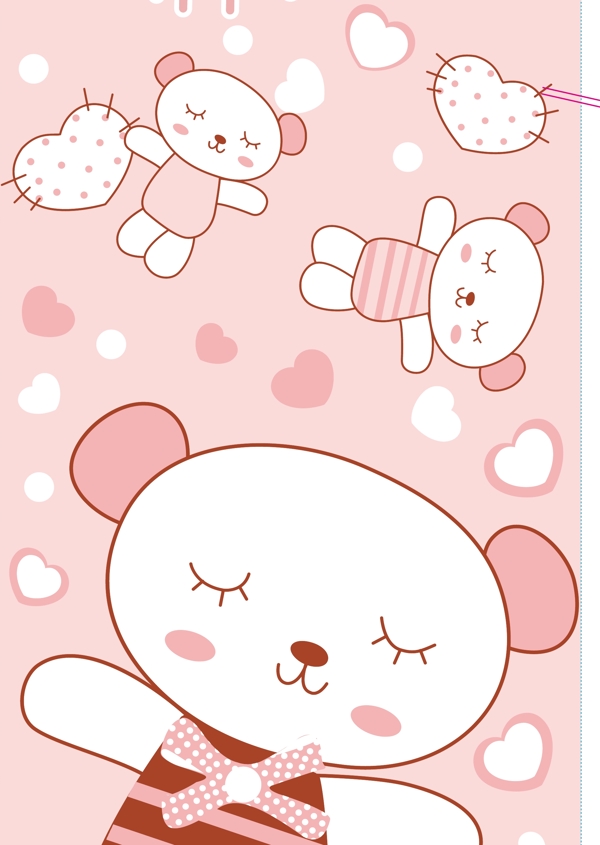 韩国卡通可爱的小熊桃心花纸图片