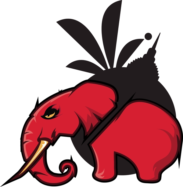红色的大象凶猛的危险