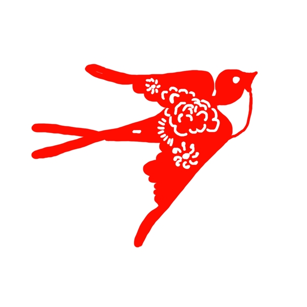 红色手绘燕子中国风元素