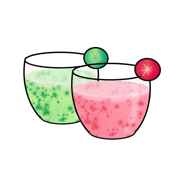 夏日粉绿色可爱平面设计饮料