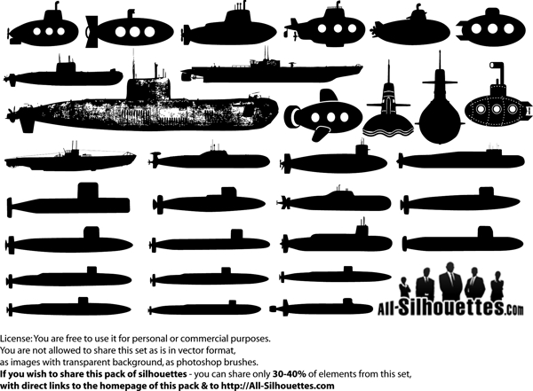 潜水艇矢量图素材