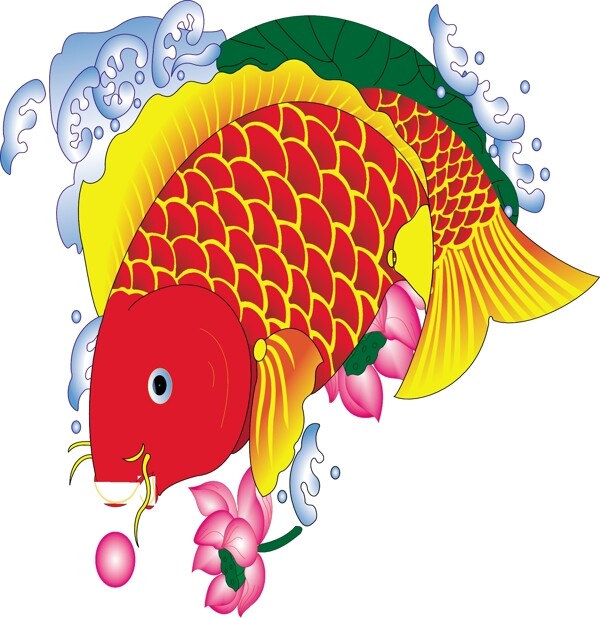 印花矢量圖動物魚色彩紅色免費素材