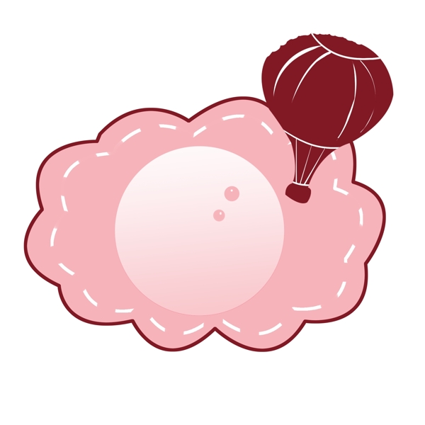 热气球卡通手绘线性对话框粉色
