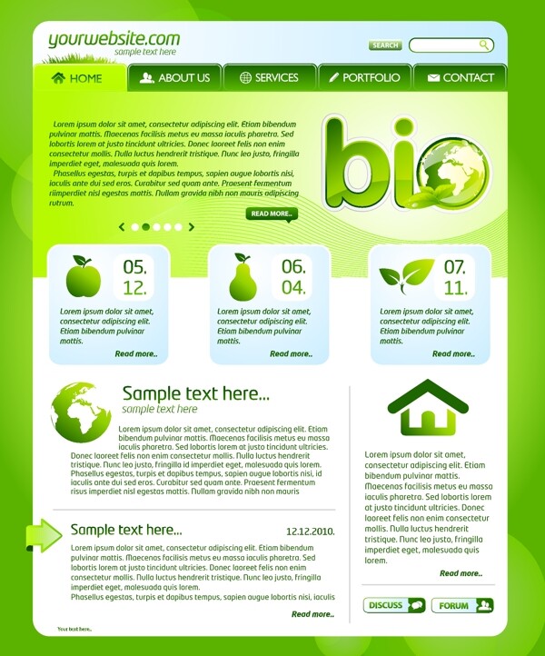 绿色生态的网站模板设计矢量图02