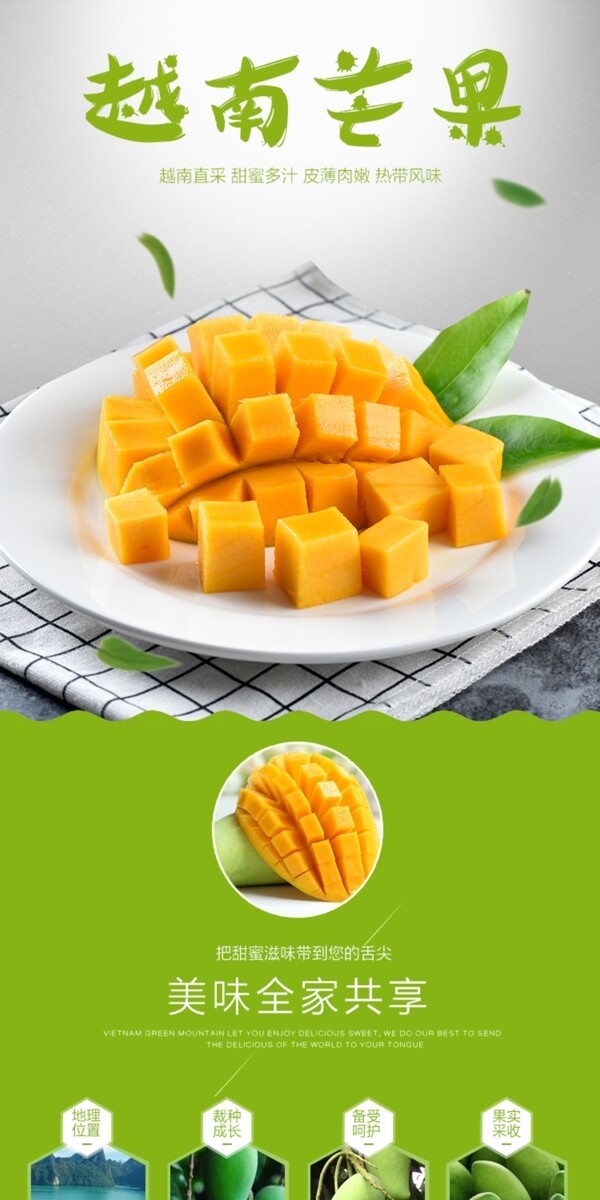 芒果水果食品详情PSD模板