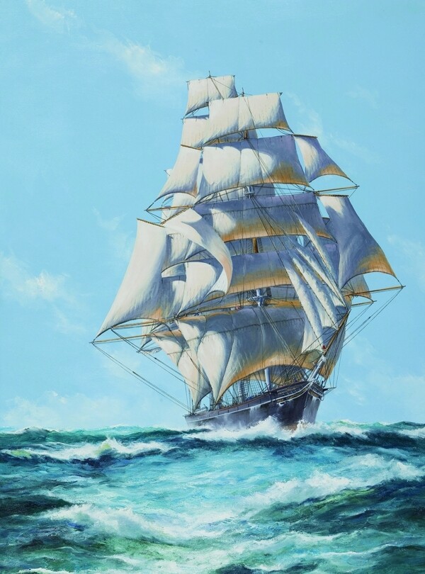 帆船海船一帆风顺起航