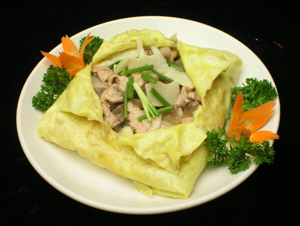 蛋皮包肉片圖片