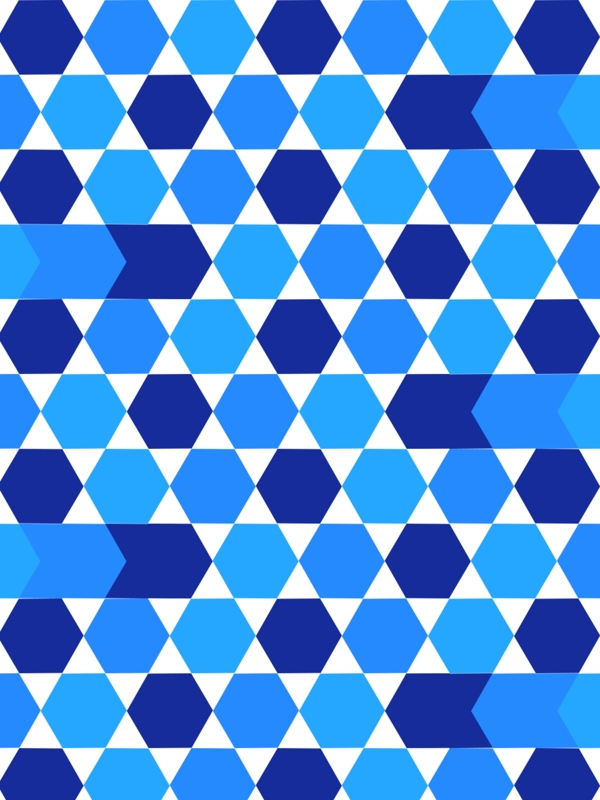 蓝色邻近色几何六边形箭头规则图案背景