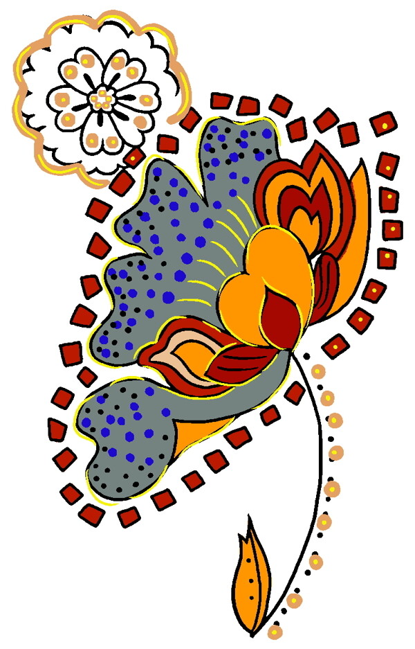 花草插圖花紋圖案0164