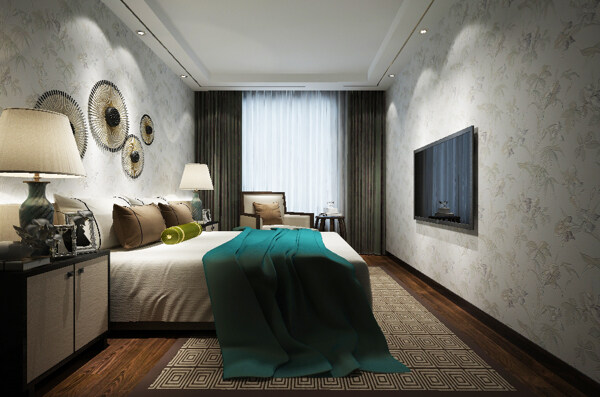 创意现代复古工业风壁纸卧室3d效果图