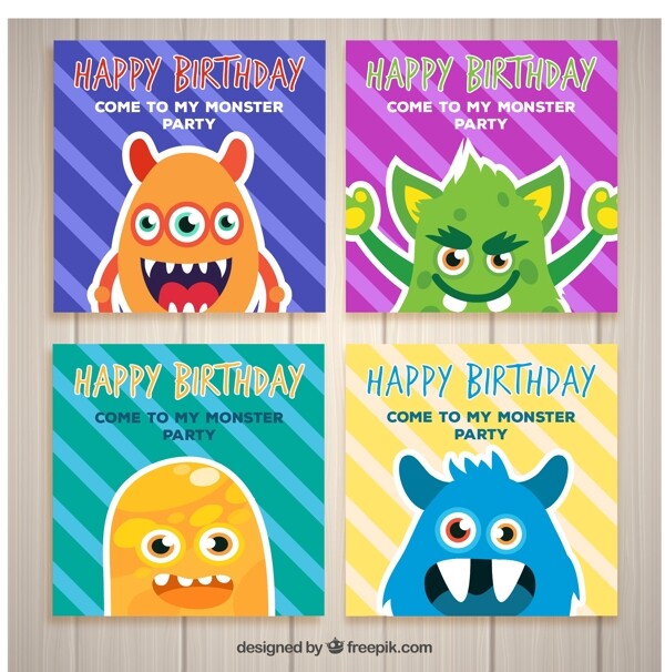 四张怪兽生日卡