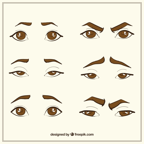 手绘草图收集眼睛和眉毛