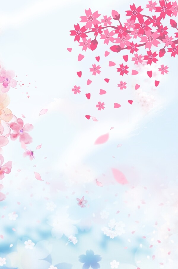 唯美浪漫樱花节背景模板