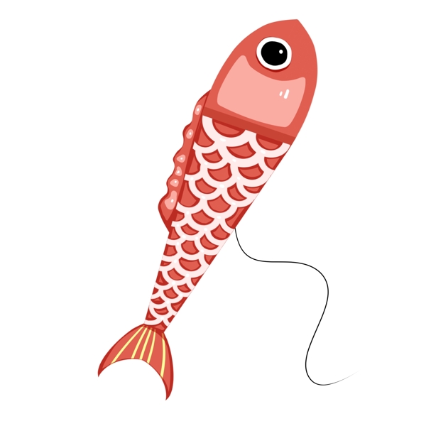 红色的小鱼风筝插画