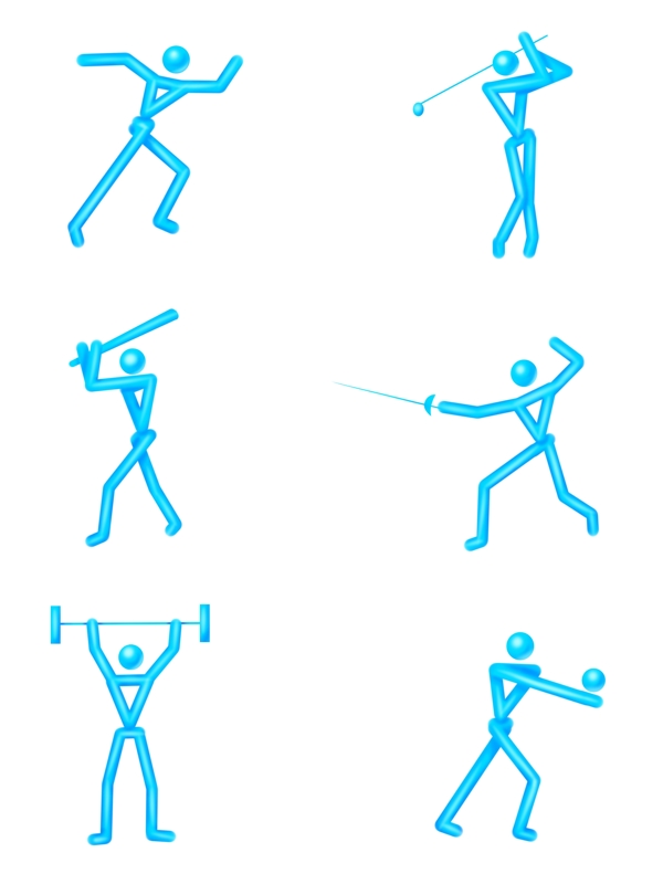 商用立体体育运动蓝色小人图标设计元素