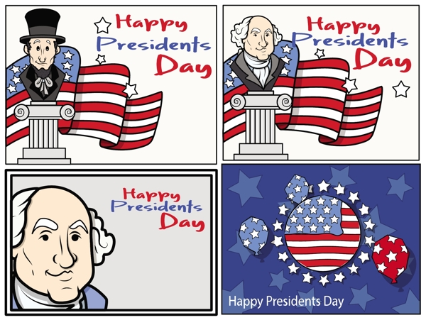 美国总统华盛顿的生日国庆日向量集
