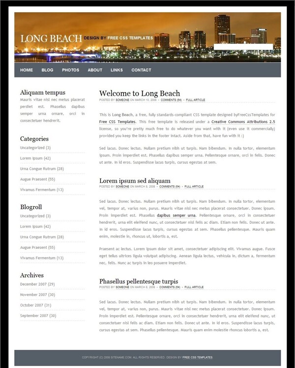 长滩夜景BLOG网页模板