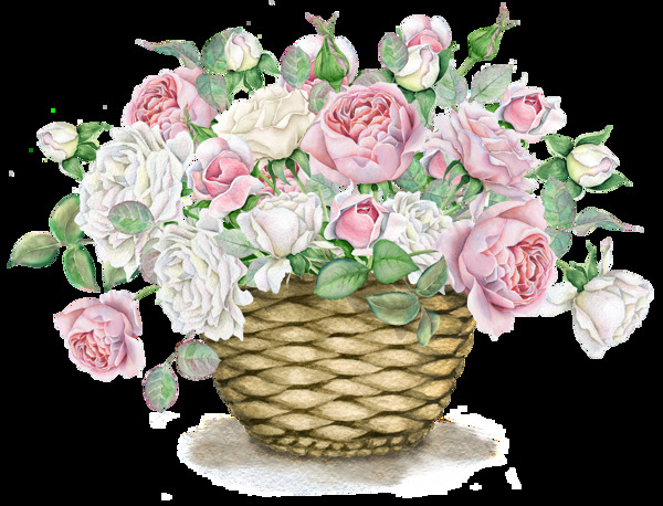 手繪藍(lán)中花png透明素材